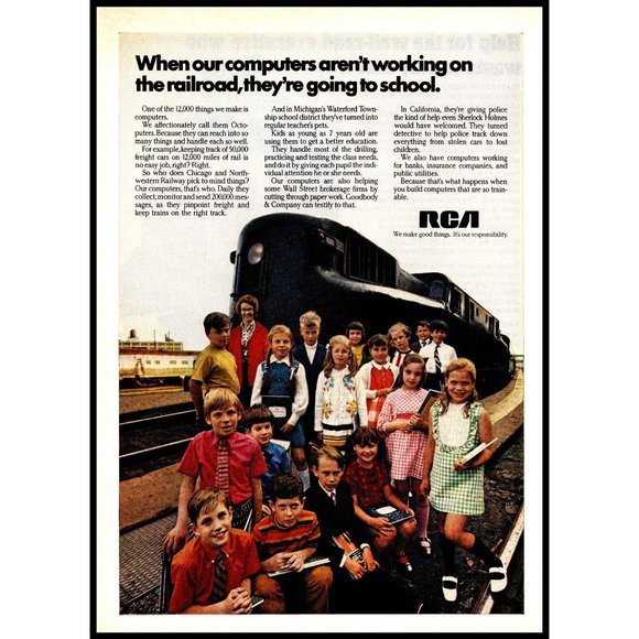 1971 RCA Octoputer Electronics Vintage Print Ad Train Railway Locomotive Photo - Picture 1 of 1
